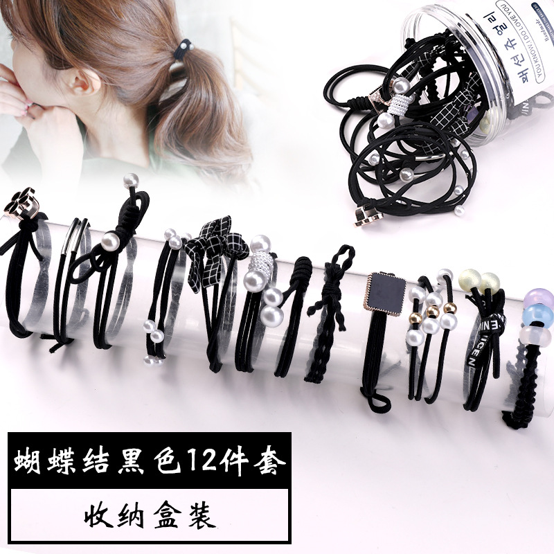 Rubber Band Hair Rope Set Korean Simple Hair Tie Female Ins Internet Celebrity Hair Accessories Headdress Fresh and Cute Headband Hair Ring