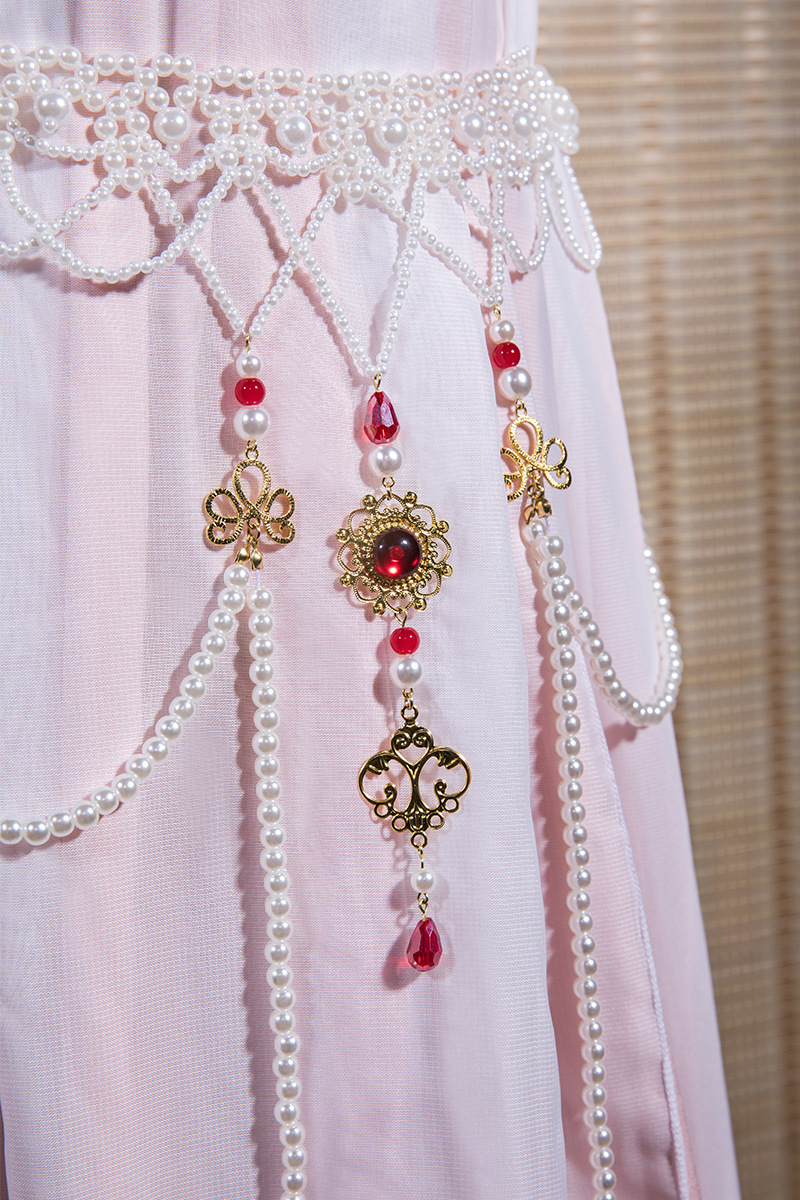 手工汉服腰链女古风长流苏珍珠唐风坦领齐腰襦裙配饰写真饰品