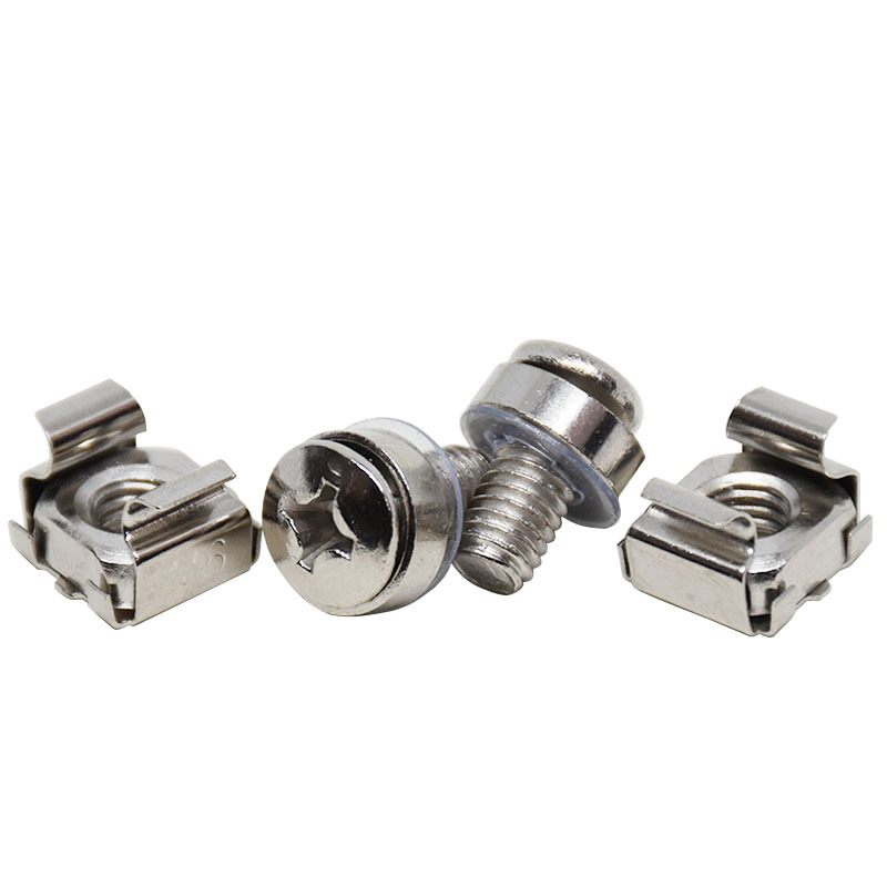 m5m6镀镍交换机机柜螺丝卡式螺母 网络服务器机架应用皇冠螺丝
