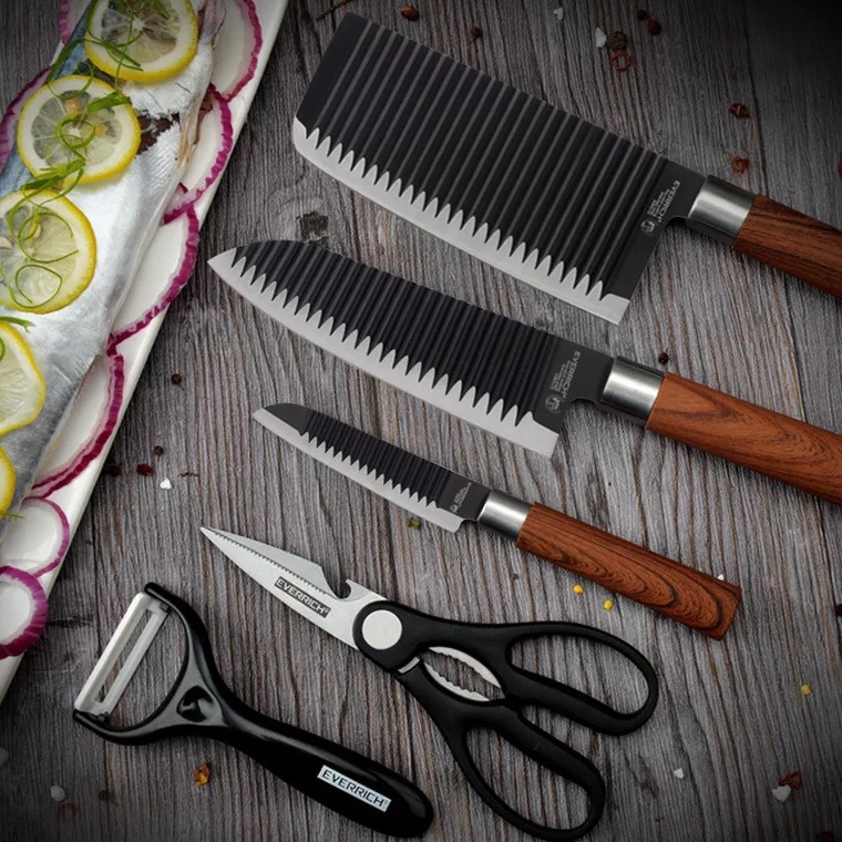外贸尾单 出口韩国everrich不锈钢刀具5件套全套厨房刀具