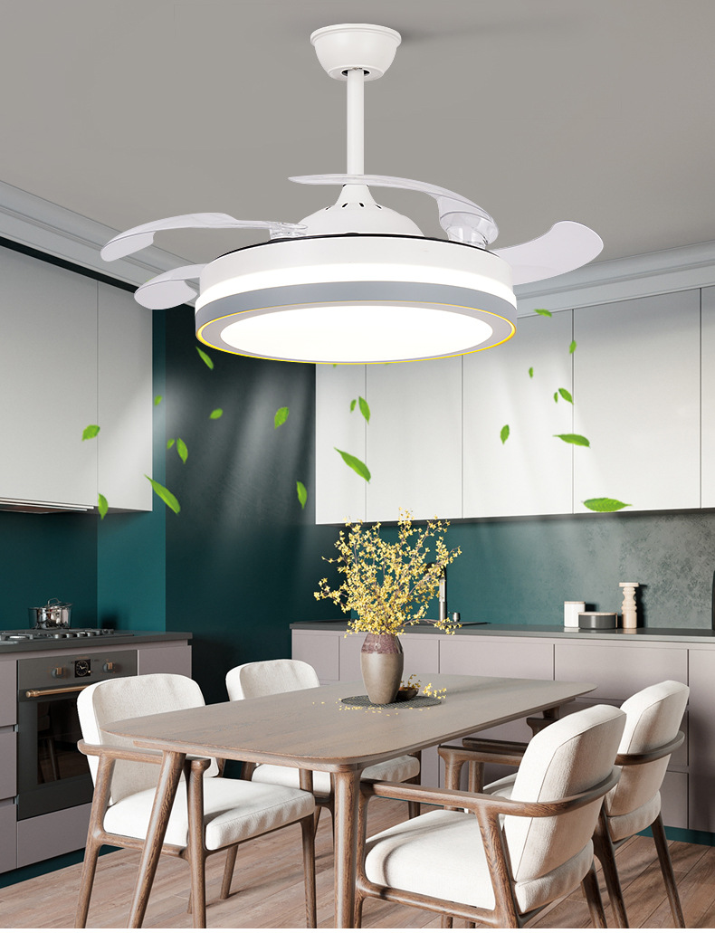 风扇灯客厅隐形吊扇灯 卧室餐厅现代简约家用带led风扇吊灯直销