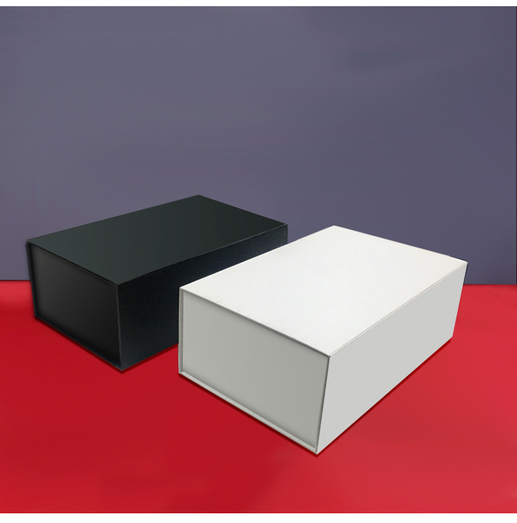 现货黑白礼品盒空盒高档鞋盒纸盒省空间翻盖折叠盒通用鞋子包装盒