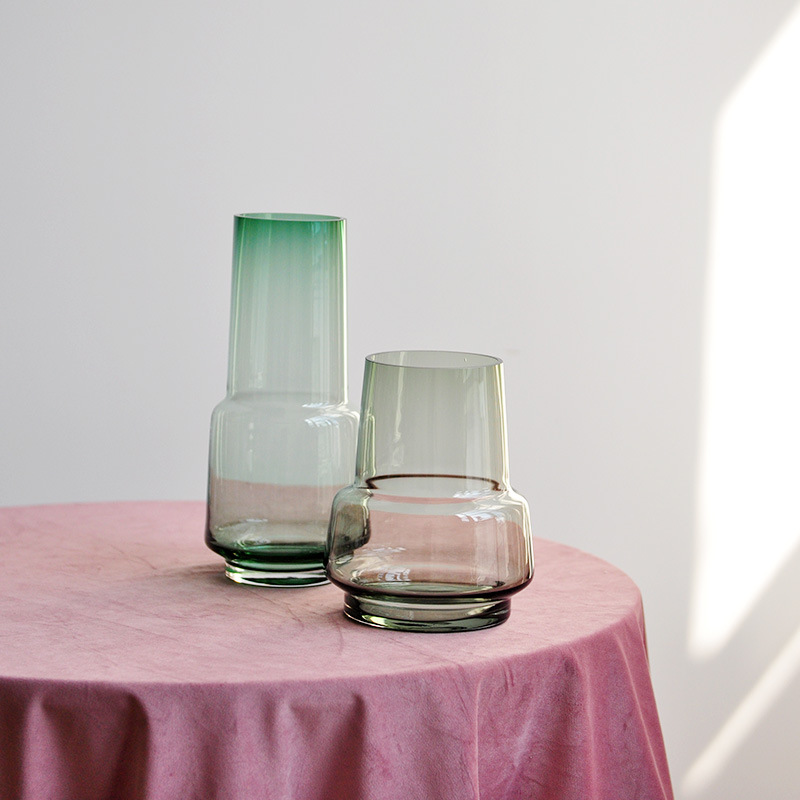 Creative New Transparent Glass Vase Aquatic Flowers Plant Living Room Home Decoration Desktop Crafts Colorful Vase