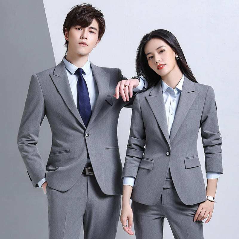 秋冬新款男女同款单扣西装套装韩式职业装商务办公工作服现货批发