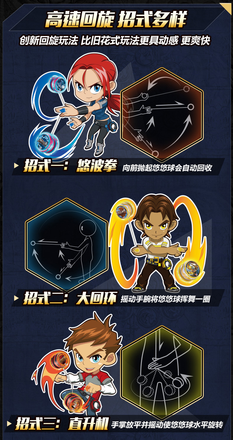 悠悠球火力少年王6之悠拳英雄回旋溜溜球儿童玩具天极战虎白夜龙