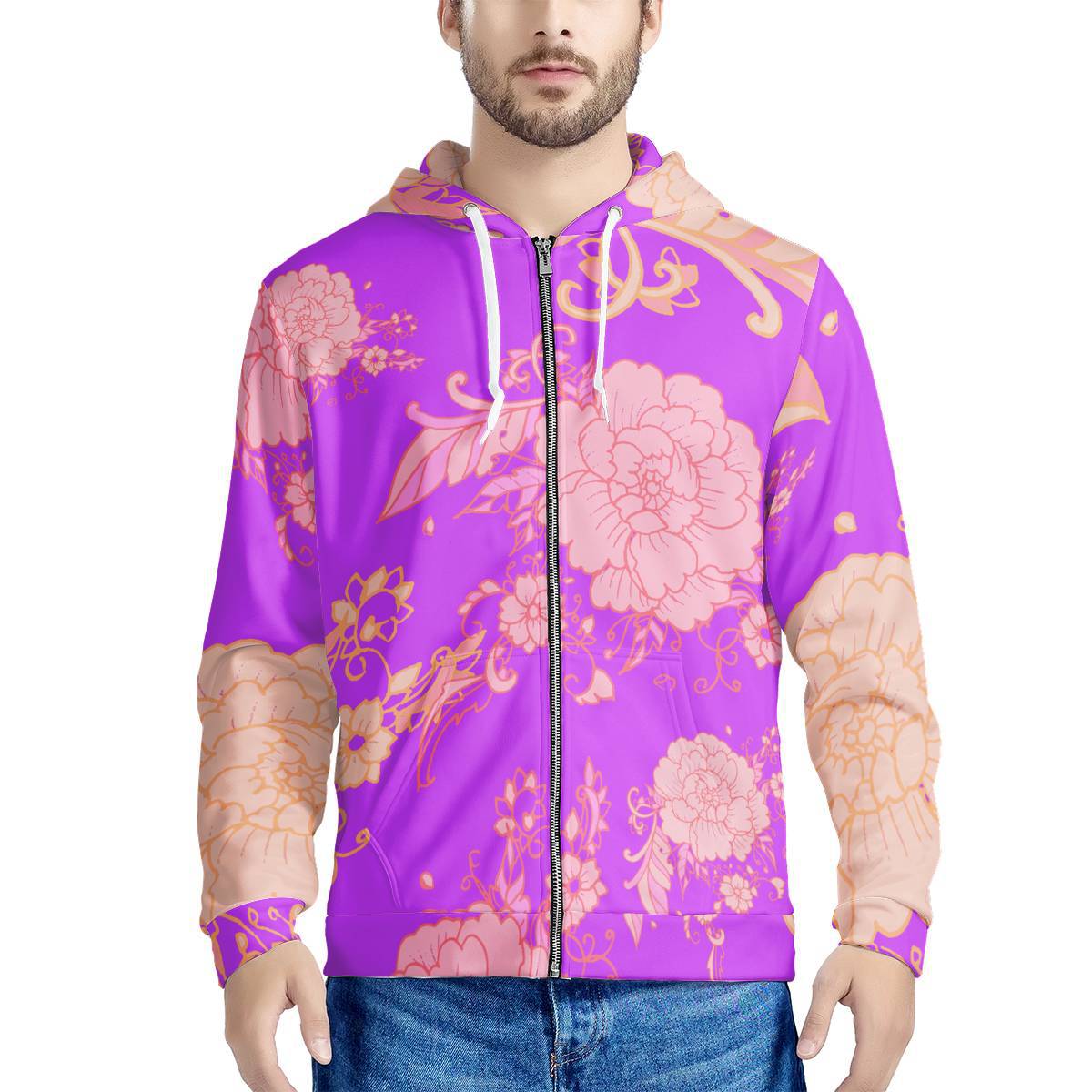 连帽开衫外套男波西米亚元素卫衣大码男士卫衣秋冬款卫衣图案定制