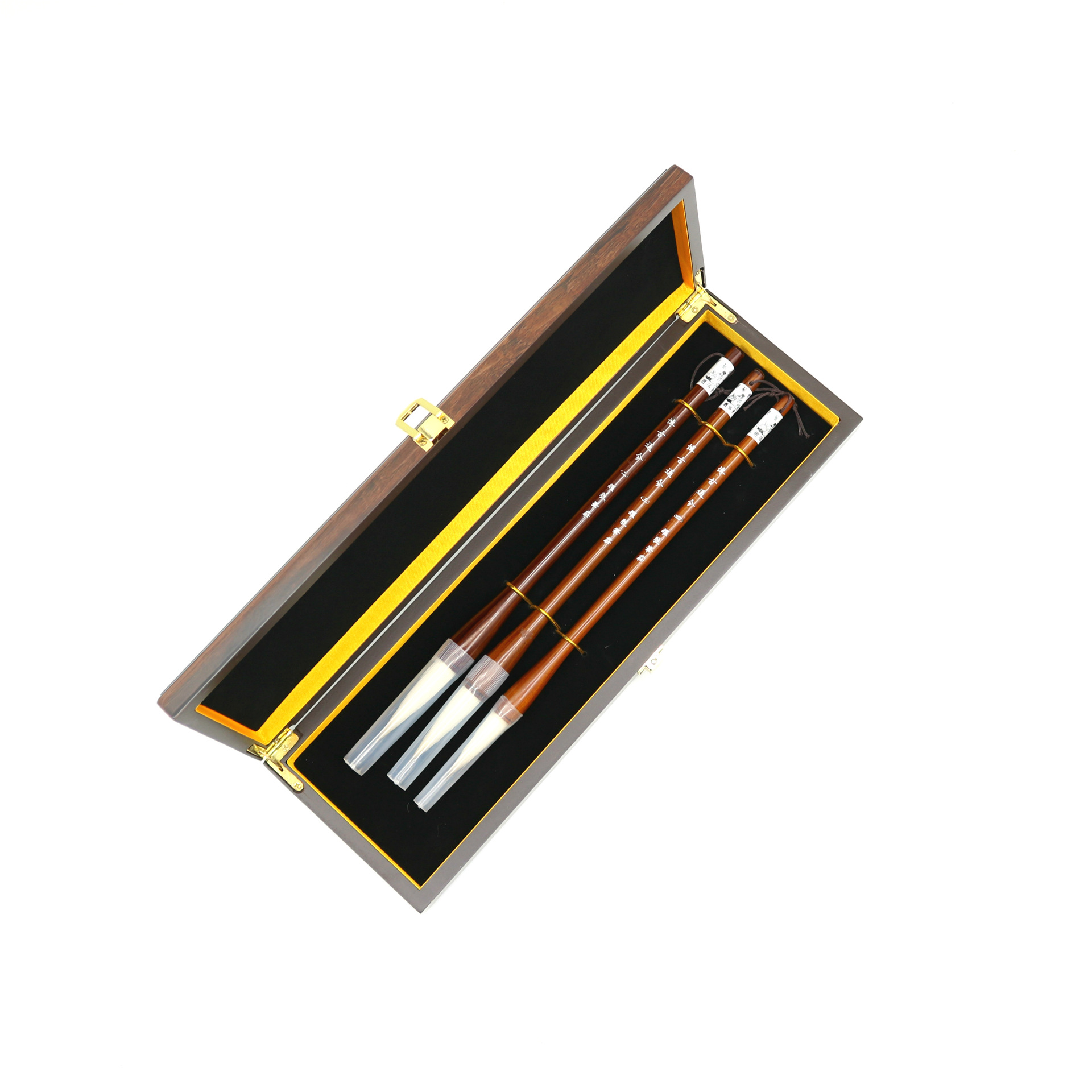 厂家批发三支装毛笔盒logo定制礼品包装盒毛笔木质笔盒批发