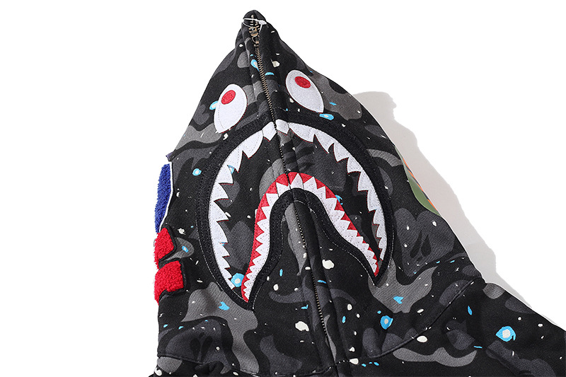 秋冬潮牌鲨鱼头夜光星空系列卫衣男女外套连帽衫加绒潮流嘻哈港风