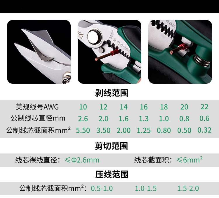 剥线钳子电线电缆剪刀拨线钳子扒皮器压线剪多功能钳电工专用工具