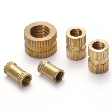 不锈钢m3黄铜注塑螺母铜嵌件直纹花螺母五金塑料预埋件铜镶件