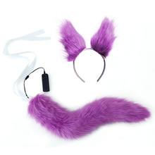 万圣节仿狐狸LED发光尾巴耳朵套装cosplay兽耳发箍毛绒兽尾道具