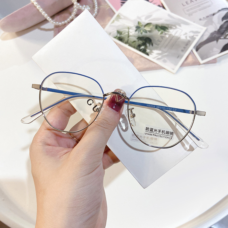 kh5039学生无度数眼镜女眼镜框潮平光圆形金属鼻梁眼镜架