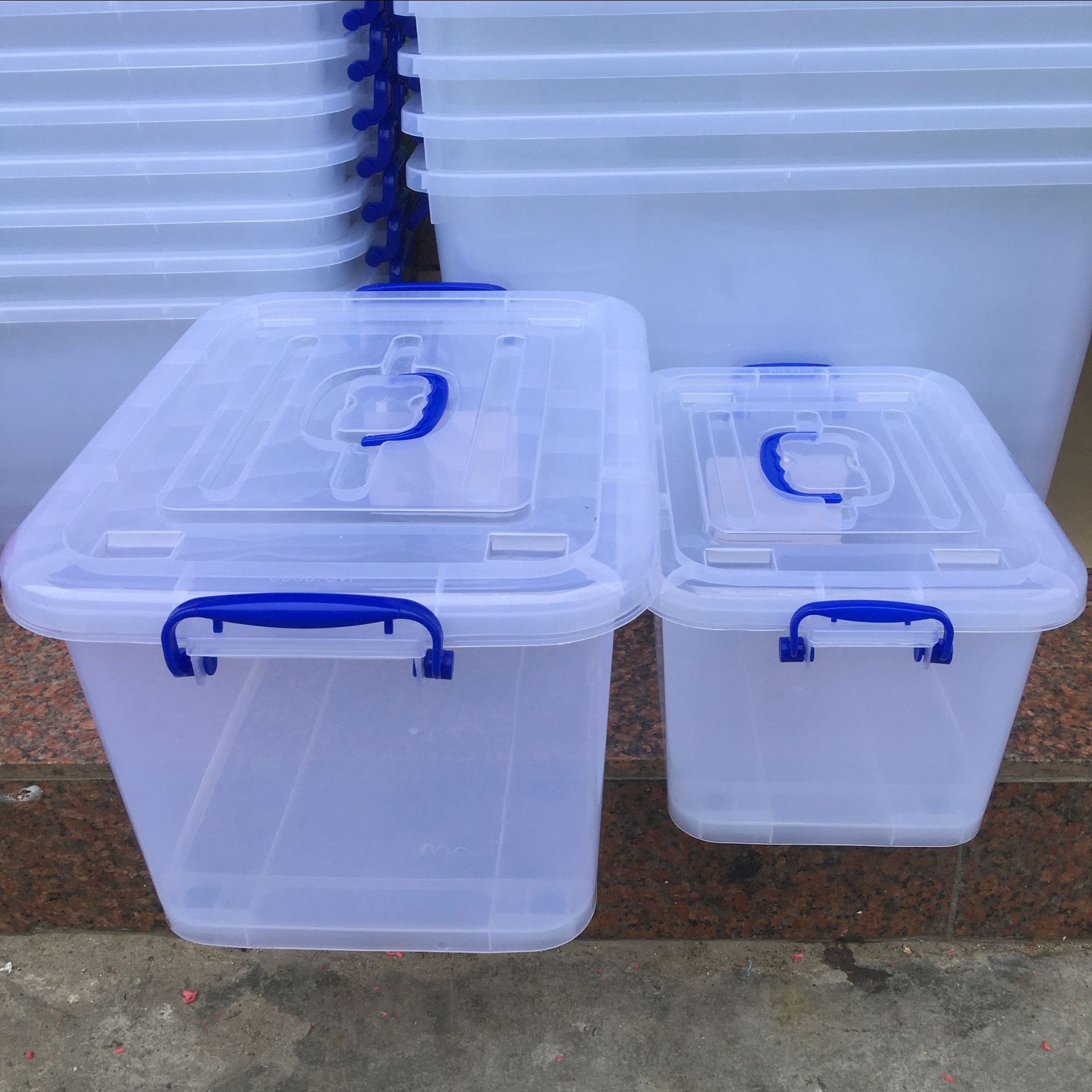 工厂批发pp塑料储物箱加厚款塑胶整理箱半透明带盖手提式收纳胶箱