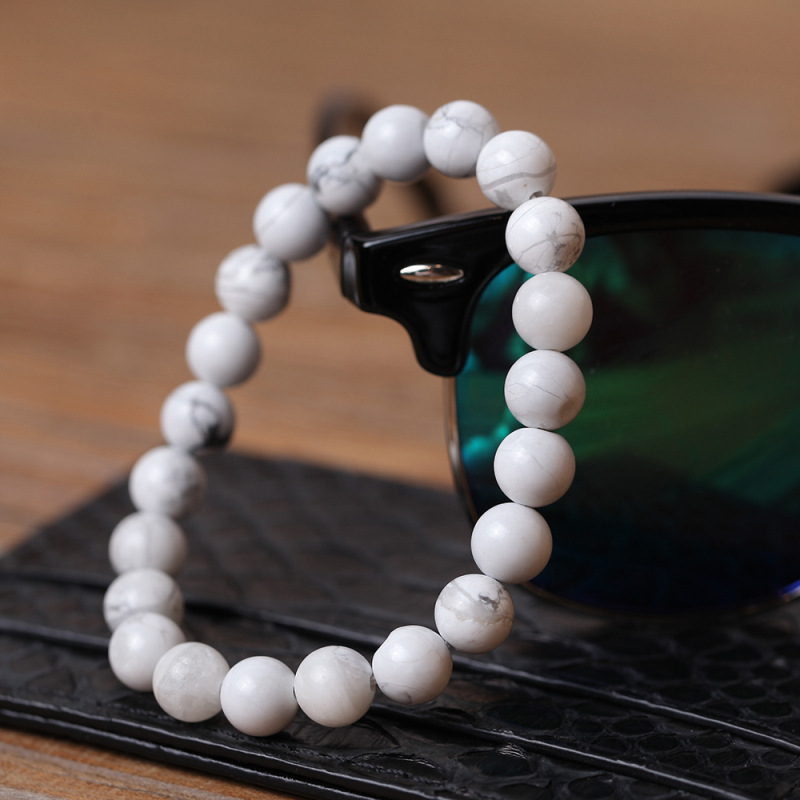 天然白松石手链 跨境专供8mm石瑜伽能量手串单圈手工串珠手饰