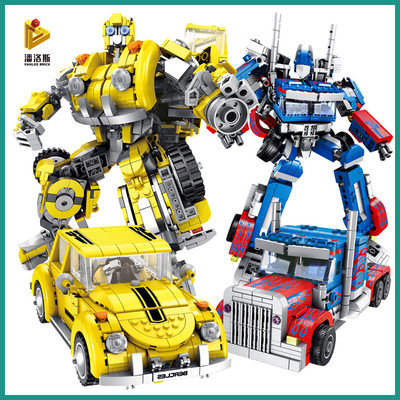 潘洛斯变形机器人大黄蜂模型兼容乐高益智拼装拼插小颗粒积木玩具