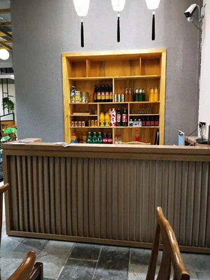 收银台实木柜台餐厅奶茶公司吧台理发店美容院简约复古前台接待台