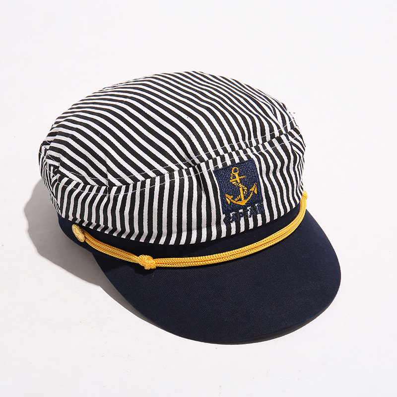 海军帽船长帽儿童舞台帽子大檐帽制服空军帽白色水手帽captain