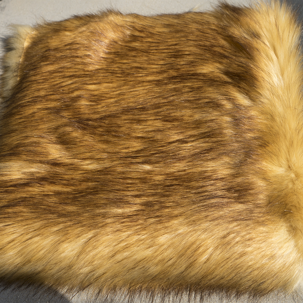 现货仿狐狸毛狼狗毛帽檐毛黄棕色大狐狸毛绒羽绒服马甲背心毛领球