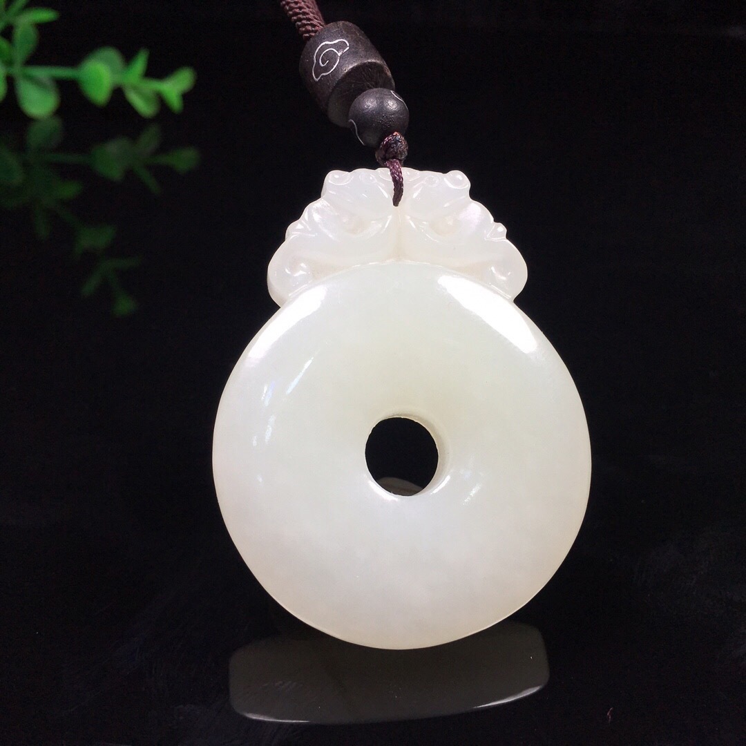 仿古平安扣玉坠 和田玉双龙护主平安扣吊坠 玉石平安挂坠男女项链