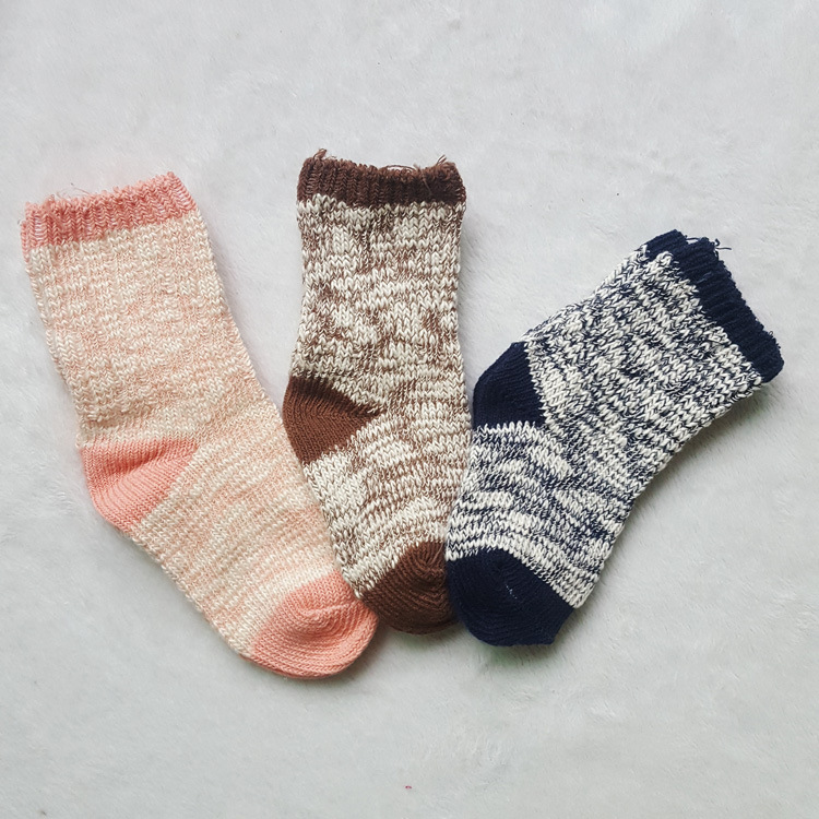 棉粗针棉线儿童袜子 秋冬季