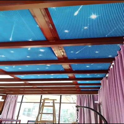 星空阳光房顶棚帘蓝天白云阳光房遮阳顶帘蜂巢帘天窗推拉折叠窗帘