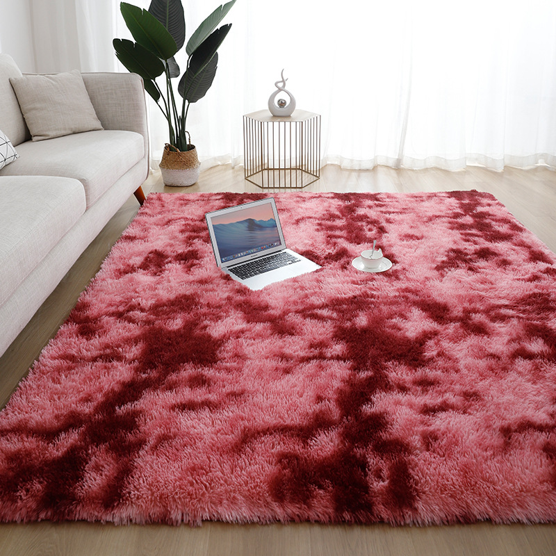 Cross-Border Vacuum Variegated Tie-Dye Gradient Carpet Bedroom Living Room Coffee Table Pad Internet Celebrity Long Wool Washed Full Shop Can Be Used for Hair Generation