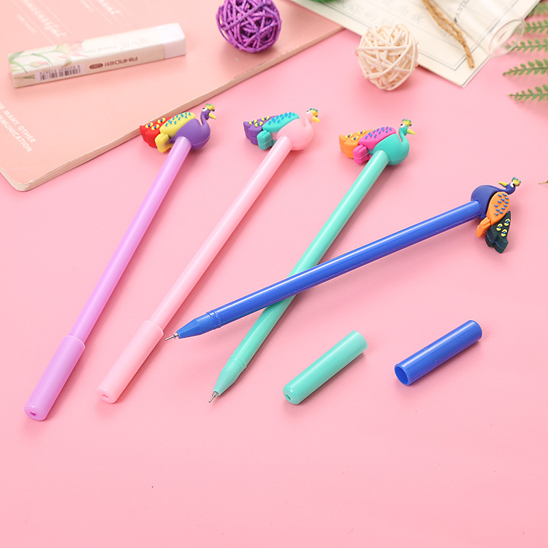 Creative Student Gel Pen Cartoon Peacock Shape Ball Pen Cute Learning Office Stationery Black Signature Pen Wholesale