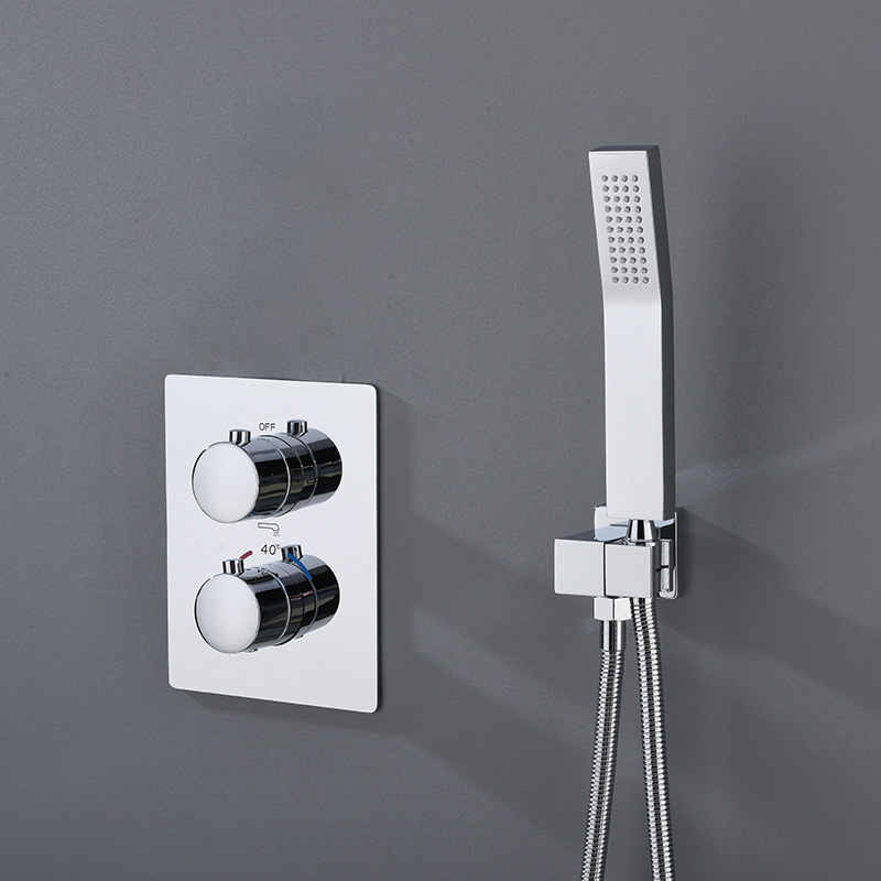 蓝鲸益裕方型全铜暗装花洒嵌入墙式38度恒温冷热暗藏式淋浴花洒