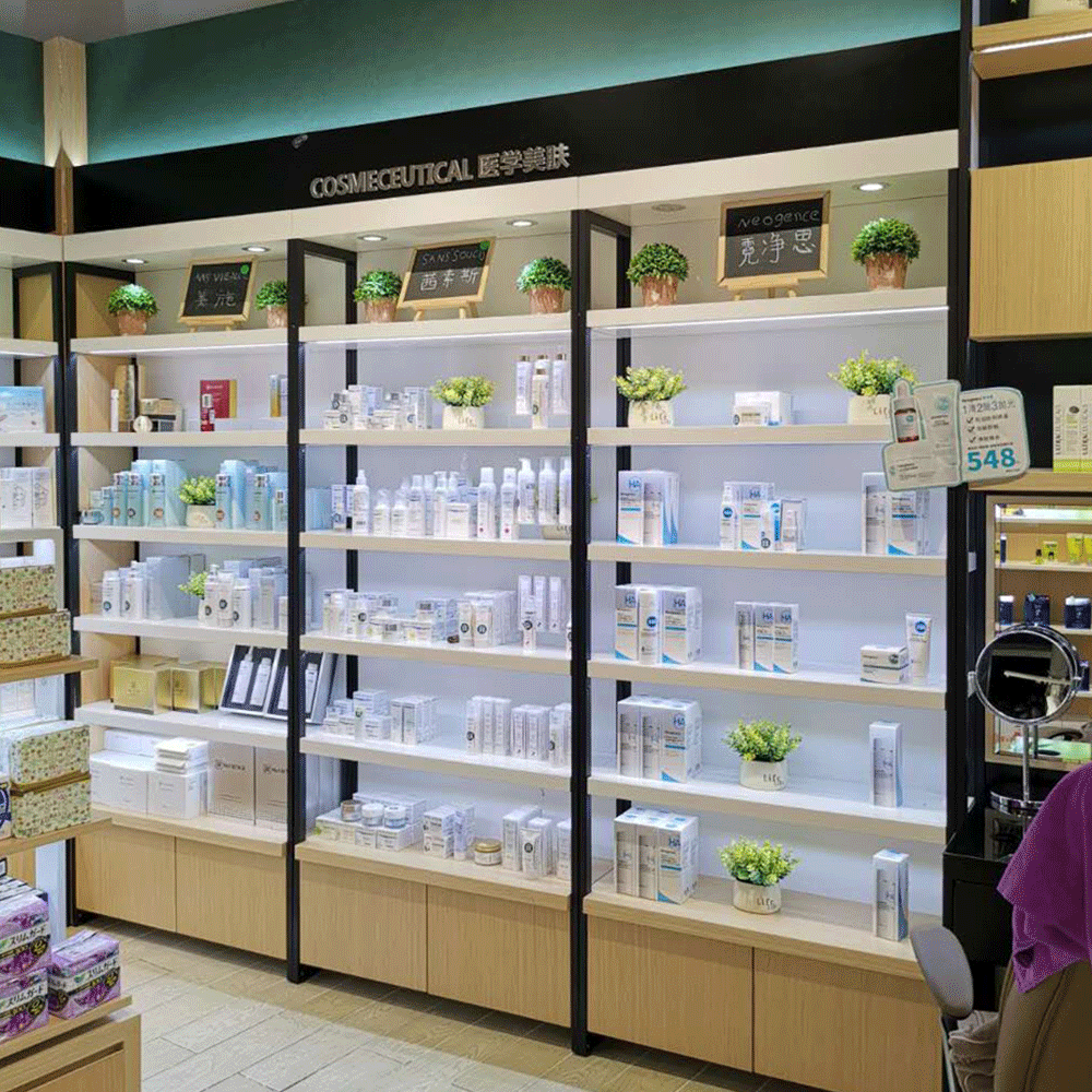 厂家亚克力发光logo玻璃层板化妆品护肤货柜