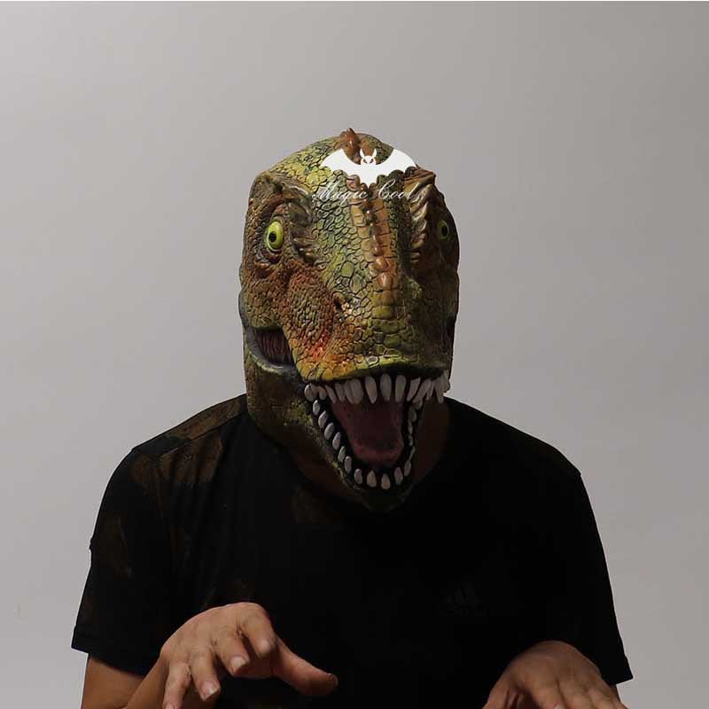 侏罗纪世界恐龙面具卡通霸王龙头套万圣节乳胶dinosaur史前动物