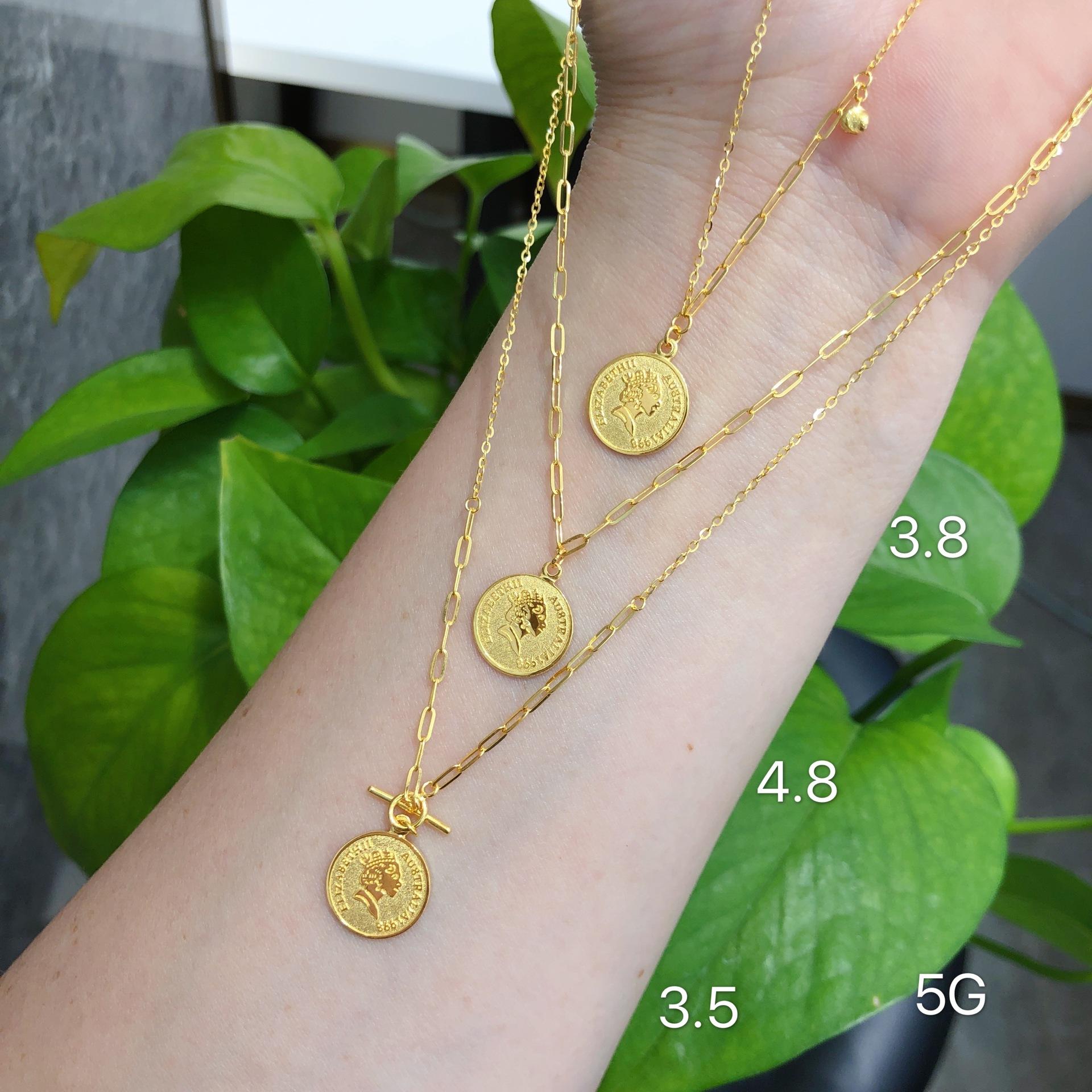 热卖时尚精美足金圆牌女王头像项链套链硬金首饰厂家直销一件代发