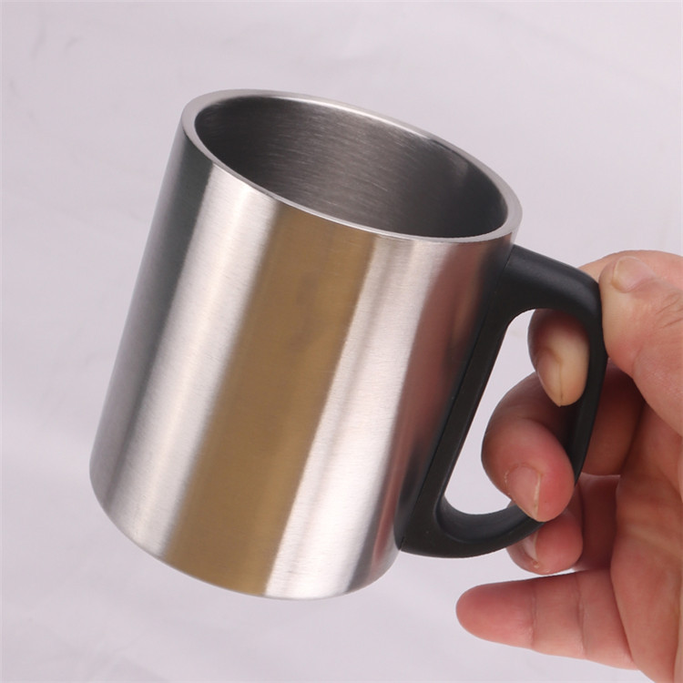 双层不锈钢口杯 隔热防烫手柄杯 幼儿园小学生生活水杯定制刻名字