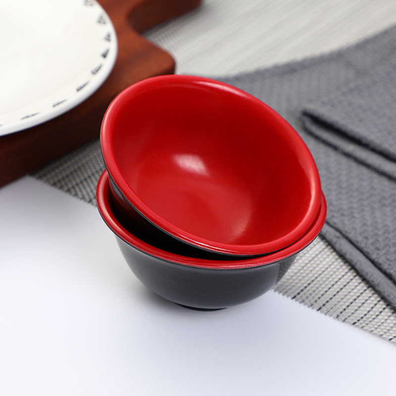 One Yuan 808 Two-Tone Bowl Hot Sale Red and Black Small Bowl Melamine Tableware Yiwu Department Store Stall Running Rivers and Lakes Wholesale