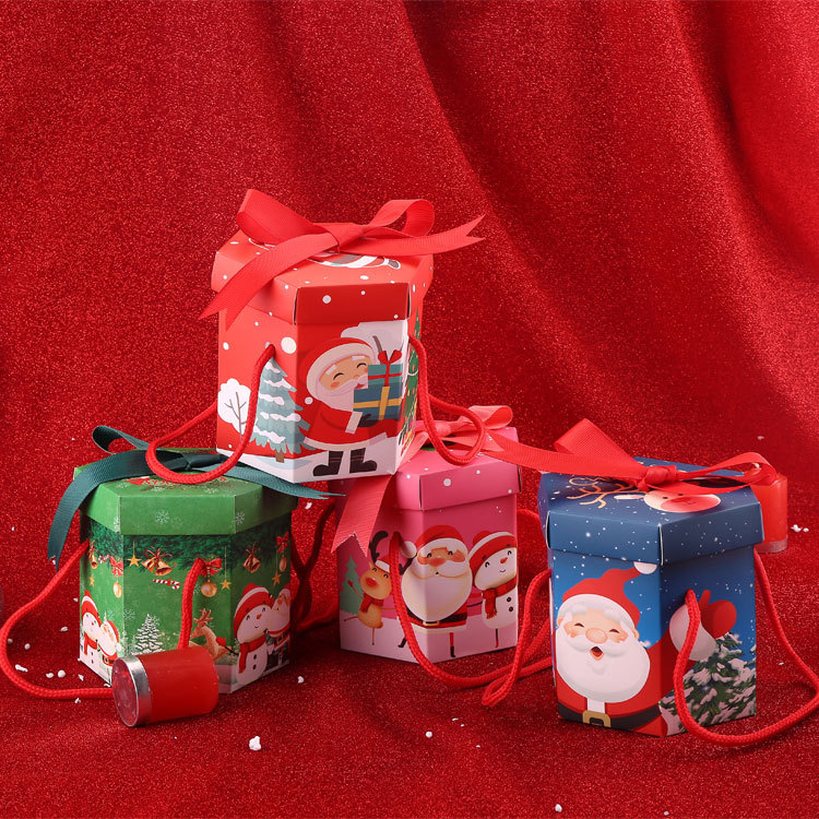 2020新款圣诞节平安果包装盒圣诞苹果礼盒六边圣诞礼品盒批发平安