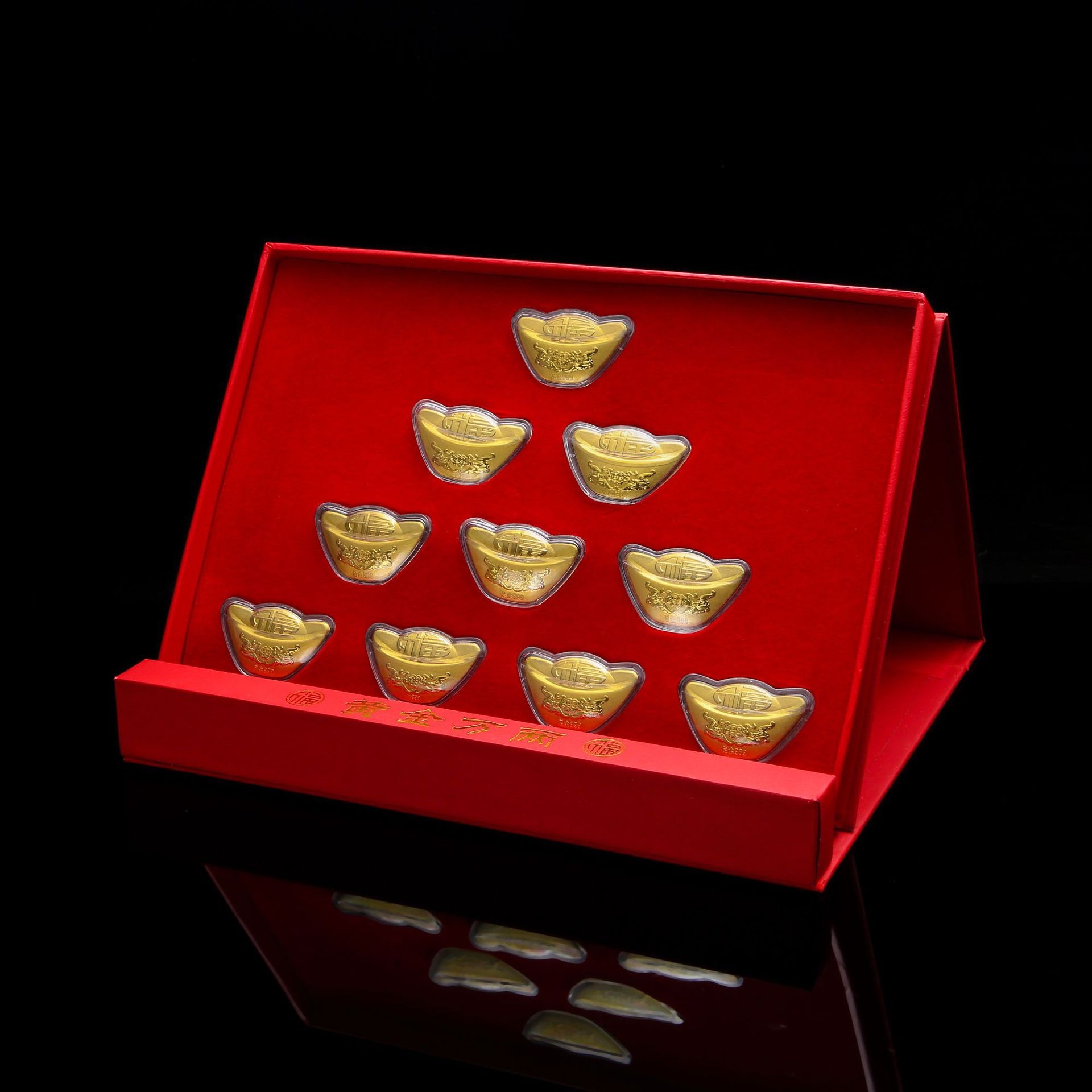 足银999白银万两财源广进万两黄金元宝套装 招财摆件礼品厂家批发