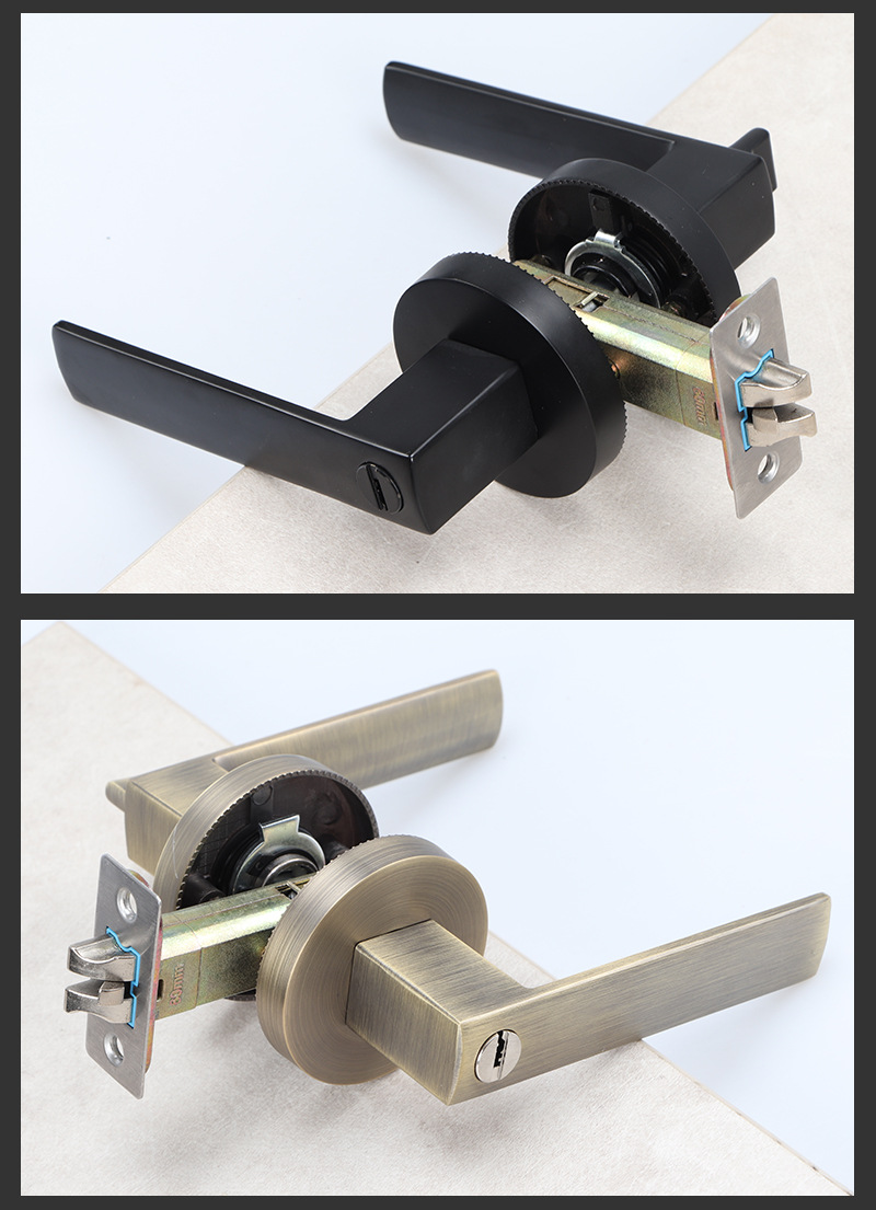 厂家直销重型三杆锁三杆执手锁酒店把手锁室内球形锁黑色通道门锁