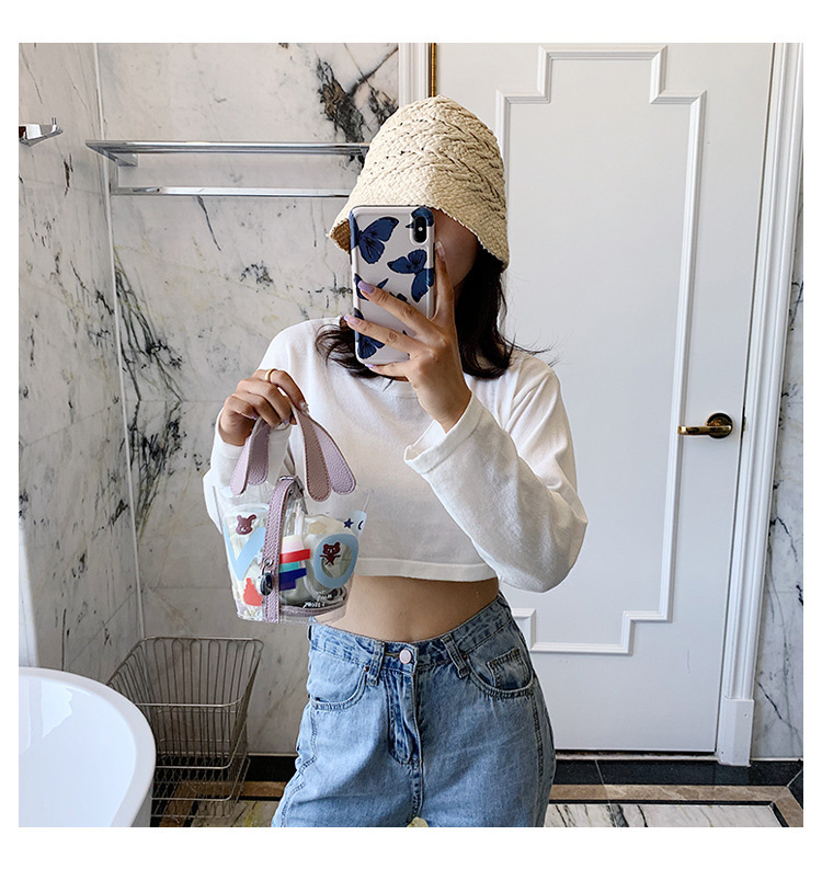 夏季网红透明小包包女2020流行新款潮时尚百搭ins女士手提水桶包