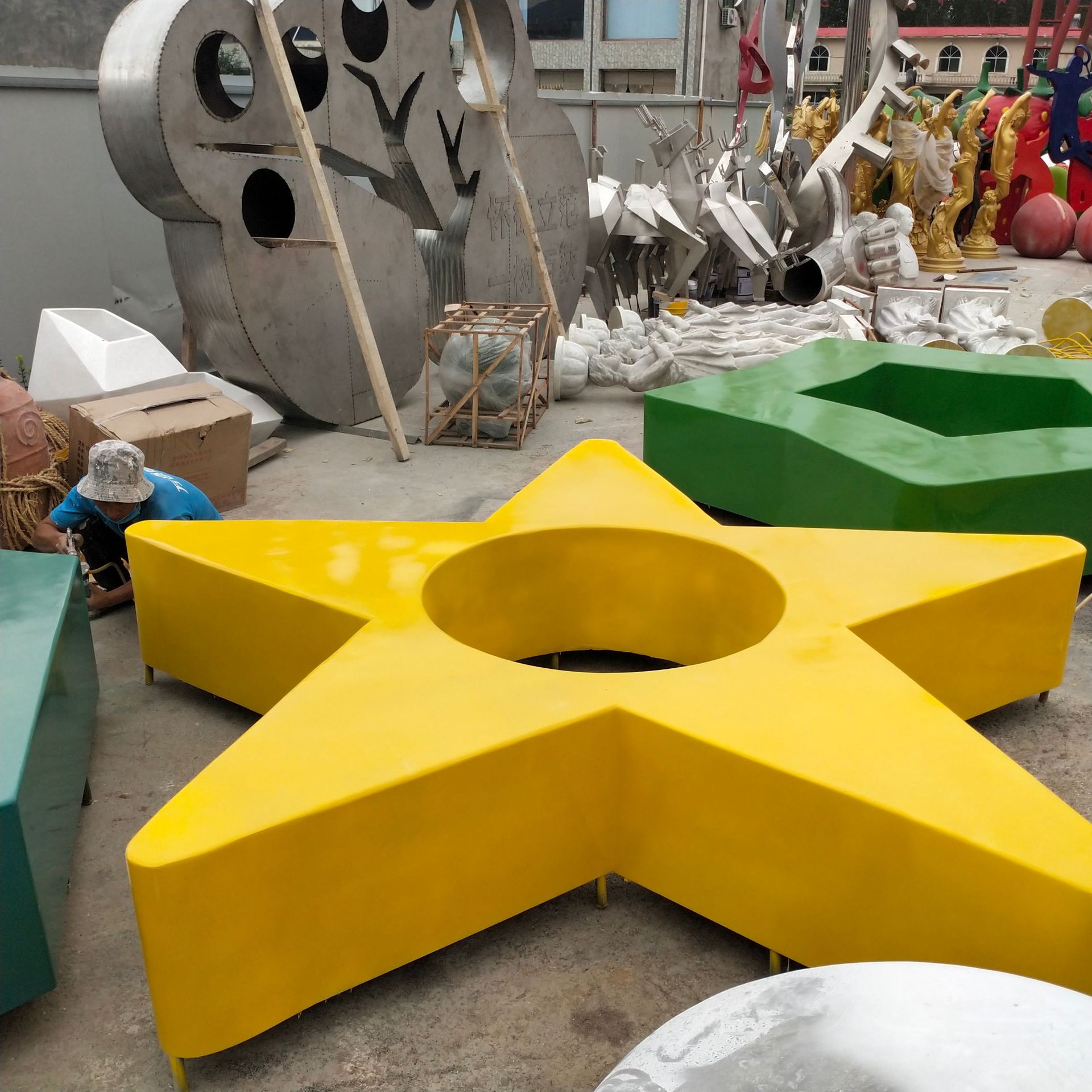 玻璃钢树池坐凳户外异形长条凳大型绿化园林商场学校公园座椅雕塑