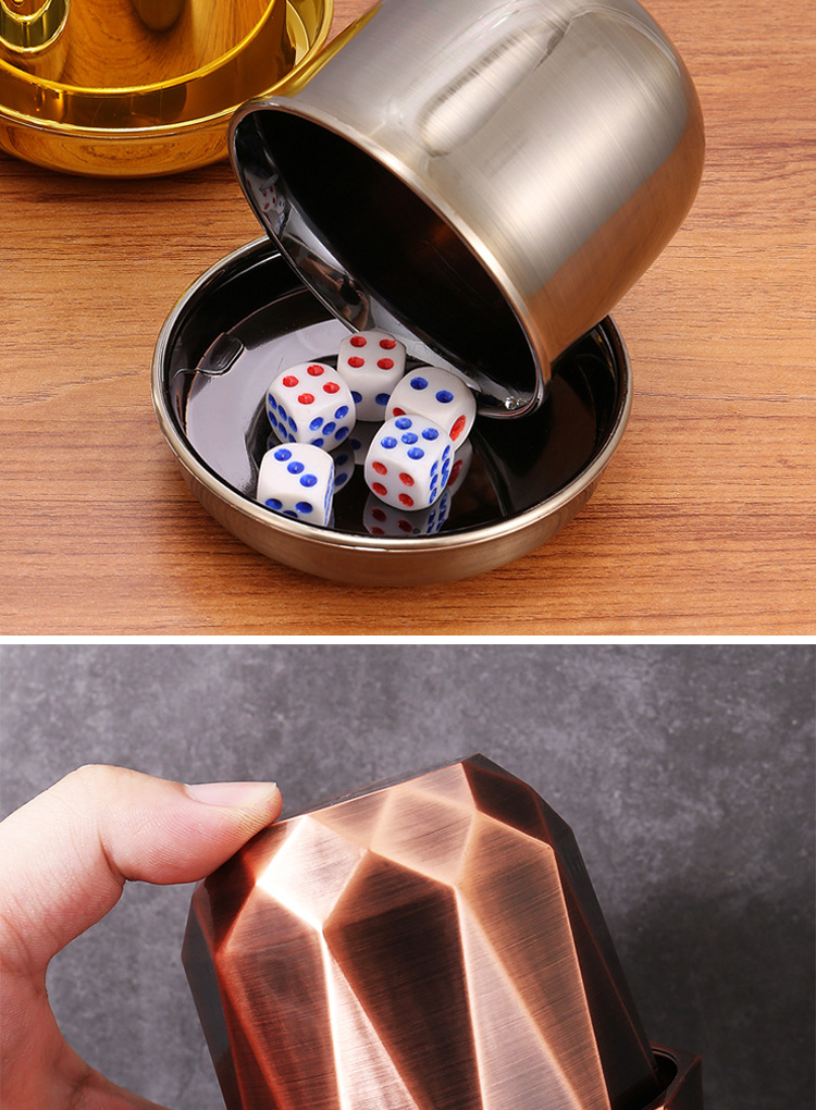 电镀酒桶款 古铜筛盅色盅骰盅骰子色子筛子酒吧清吧ktv娱乐防作弊