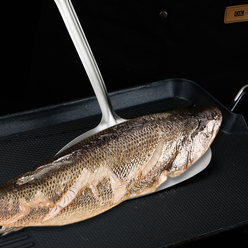 不锈钢煎鱼铲子翻鱼铲煎牛排家用厨具多用途功能大号平铲漏铲神器