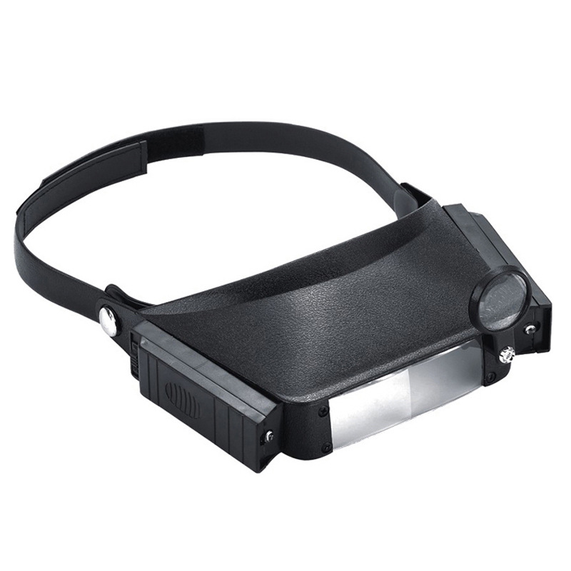 双led灯头戴式眼镜放大镜 带8倍小镜片老人用阅读修理检测文身