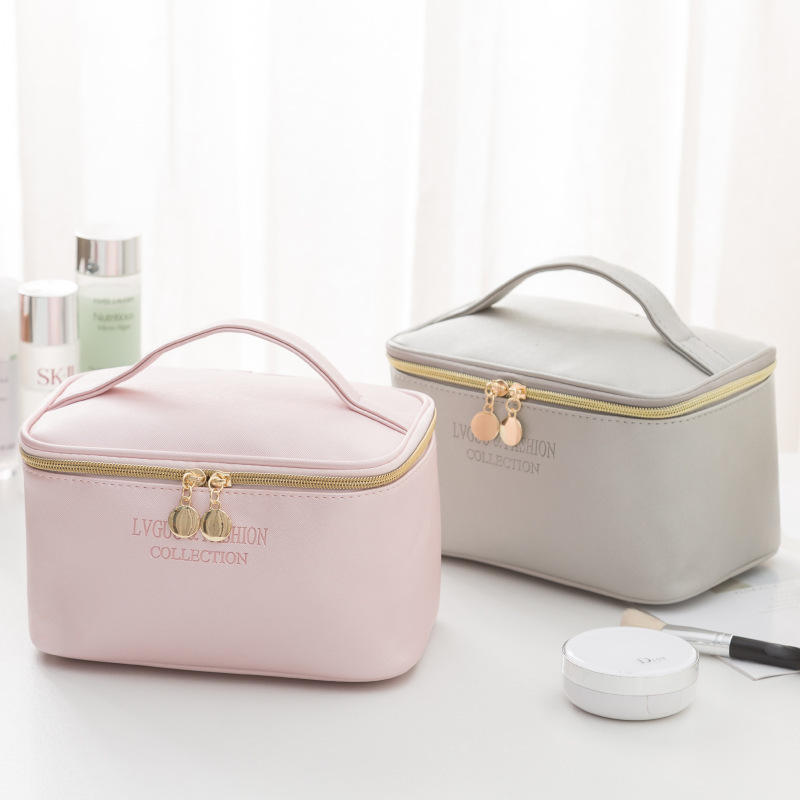 Factory Wholesale Korean New Cross Pattern PU Leather Cosmetic Bag Travel Storage Cosmetic Bag Set Logo