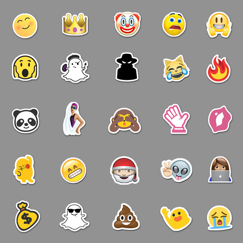 52张卡通enjoy表情符号装饰贴纸 行李箱汽车机车防水不干胶贴纸