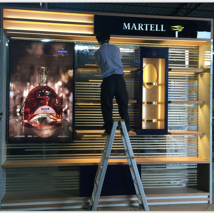 广州锋桦展柜厂生产洋酒类展柜洋酒形象专柜双面橱窗展示柜-阿里巴巴