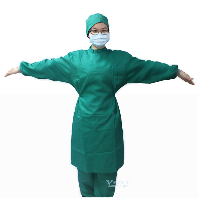 医院棉质手术衣 墨绿色反穿式 分体套装长短袖刷手服洗手衣手术服