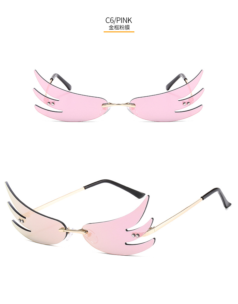 新款翅膀太阳镜8766 跨境个性舞会墨镜女士 欧美潮流火焰太阳眼镜