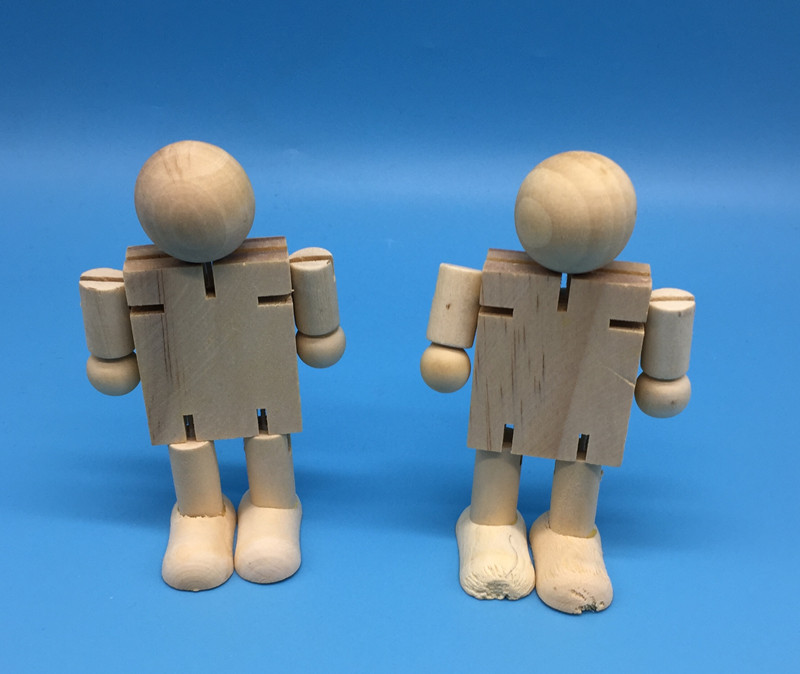 绘画涂鸦木头人白坯diy木制机器人人偶关节木偶手工玩具厂家直销