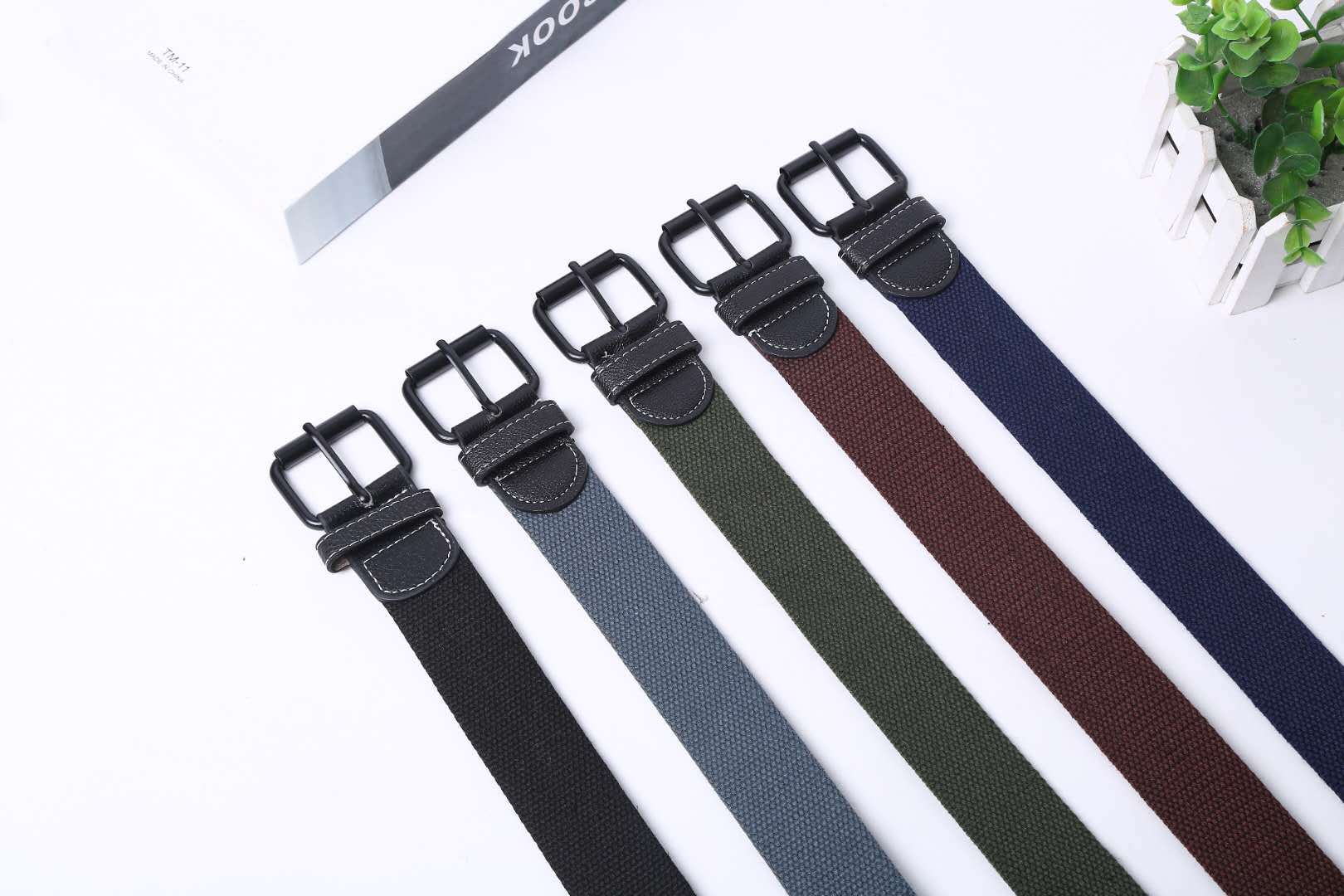 Men‘s Casual Single Circle Woven Adult Spot Cotton Belt Thickened Porous Ribbon Simple Belt