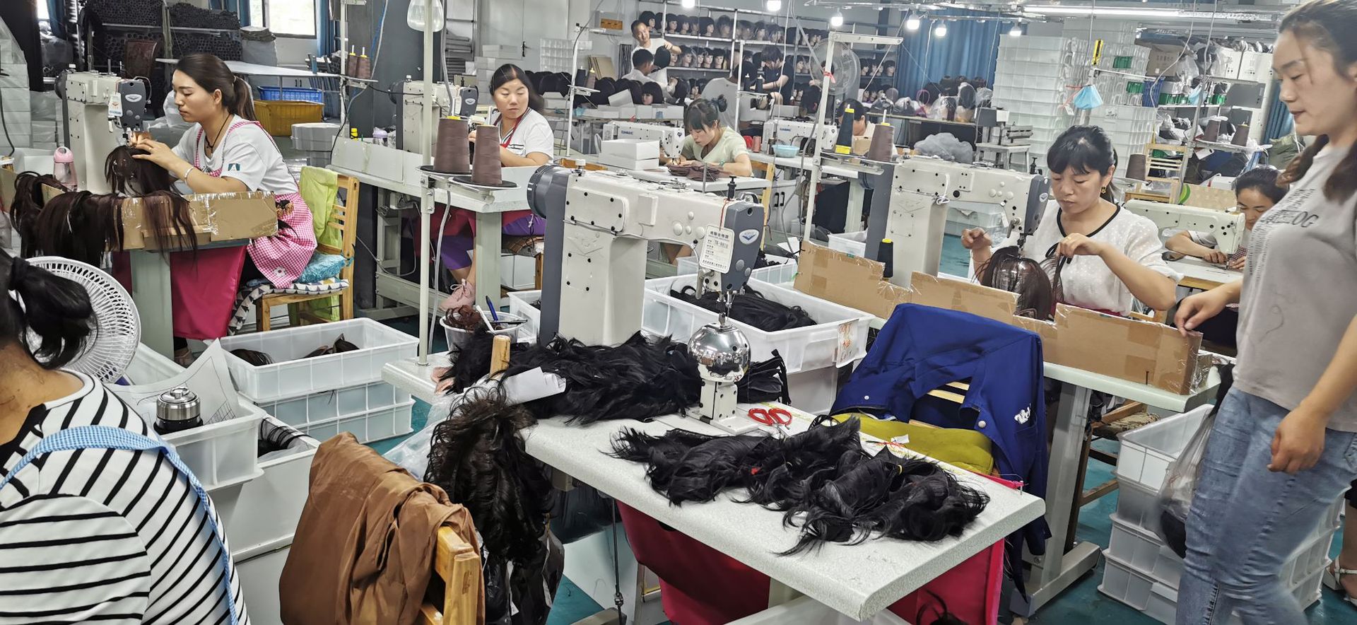 夏天时尚带大波浪网红全头套化纤女长卷发帽子假发一体