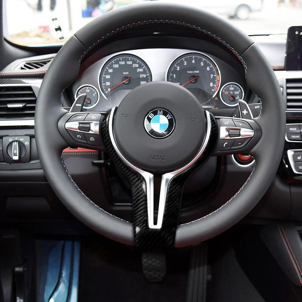适用bmw宝马f10 m2m6真碳纤维方向盘盖板装饰贴件汽车改装配件